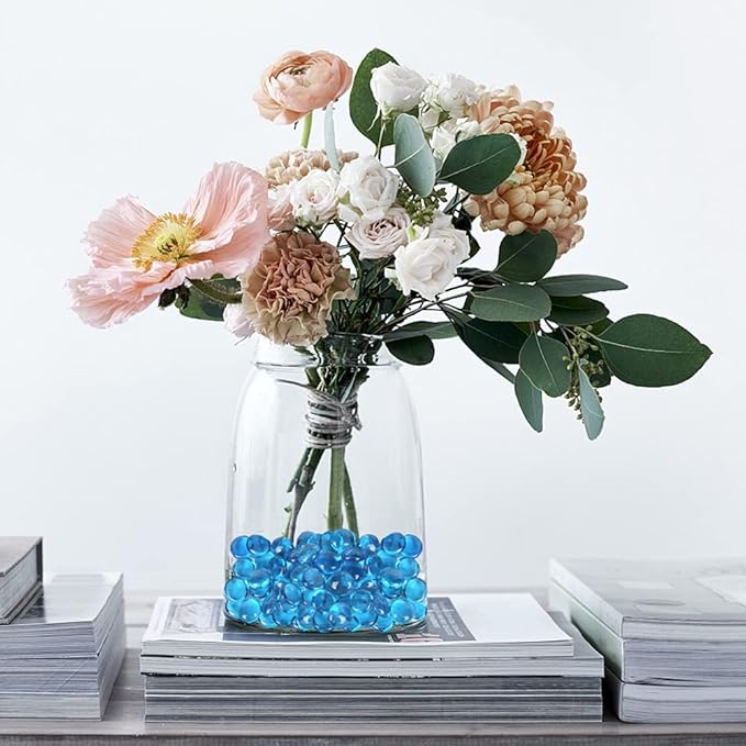 FUTUREPLUSX 1LB Light Blue Flat Glass Marbles, Glass Pebbles Vase Fillers for Centerpieces, Fish Tank for Aquarium Gravel Decor Table Scatter Art Craft