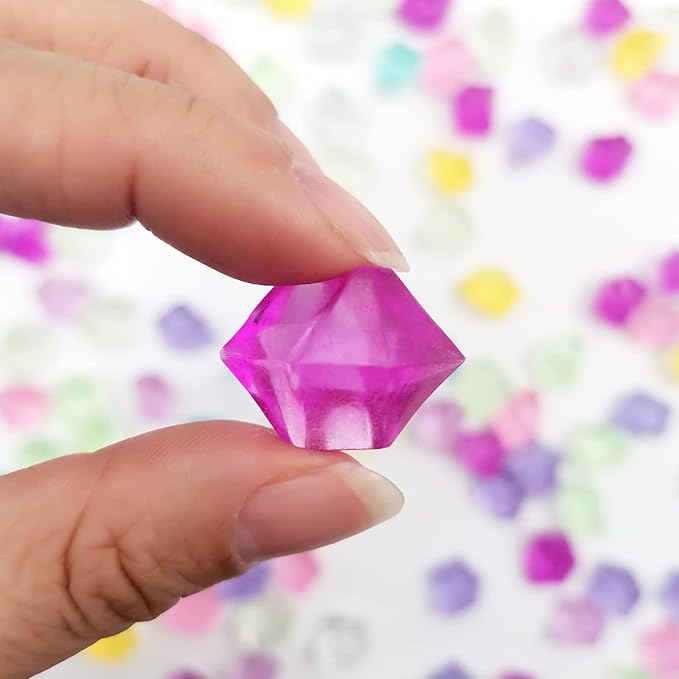 Fake Ice Rocks, Acrylic Vase Fillers Luminous Rocks, 16 x 22 mm Clear Acrylic Ice Rocks Fake Crushed Ice Rocks Clear Gems Marble 150 pcs