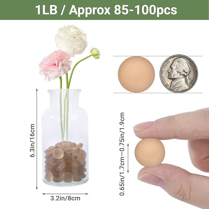 SUREAM Brown Flat Glass Marbles, Mancala Stones for Vase Fillers, Sea Glass Beads for Table Scatter Aquarium, Art Craft Supplies, Home Wedding Valentines Day Decoration