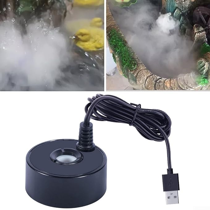 Mist Maker,Mini Mist Maker 5V USB Fountain Mister Foggers For Indoor Outdoor,Small Pond Fog Machine Atomizer Air Humidifier(Black)