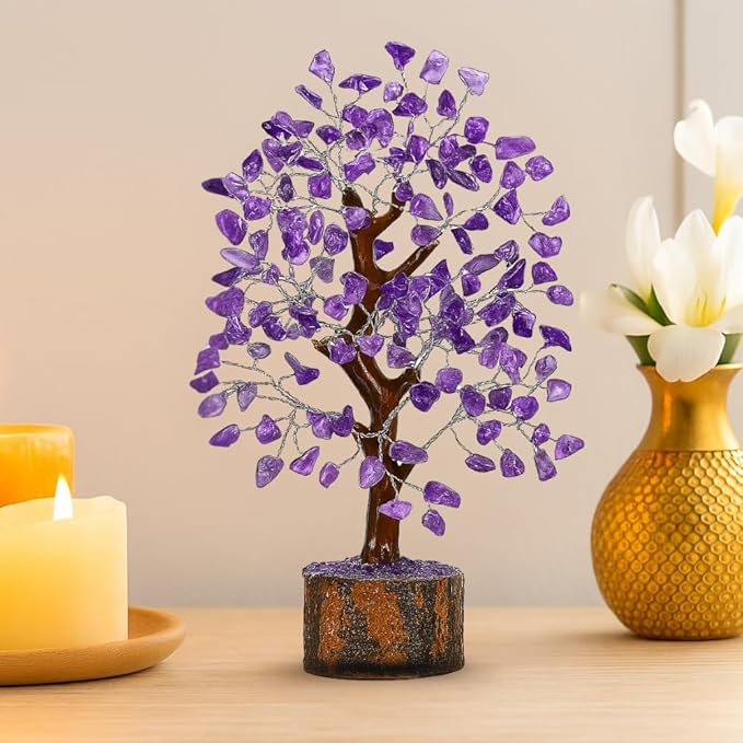 Amethyst Crystal Tree of Life - Handmade Healing Bonsai Purple Tree for Home and Office Decor, Positive Energy and Good Luck, Ideal for Christmas Decor and Birthday Gifts for Women, Men