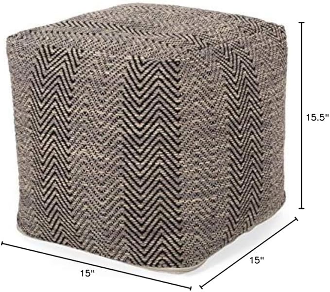 Foamma Pouf Ottoman Brown, 15"x15"x15.5" - Square Ottoman Foot Rest for Living Room and Bedroom, Pouf Footstool, Foot Rest for Couch, Boho Furniture for Home