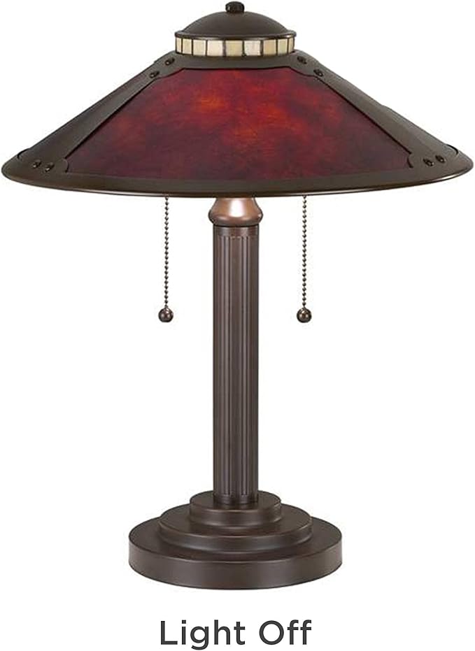 Robert Louis Tiffany Mica Collection Mission Tiffany Style Desk Table Lamps 18 1/2" High Set of 2 Art Deco Rustic Rubbed Bronze Natural Mica Shade for Bedroom House Bedside Nightstand Home Office