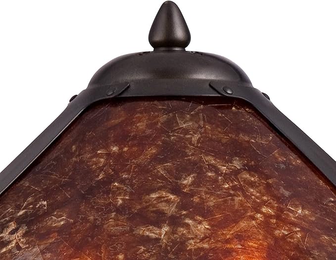 Robert Louis Tiffany Nell Rustic Mission Tiffany Style Accent Table Lamps 19" High Set of 2 Bronze Brown Antique Pottery Natural Mica Shade Decor for Bedroom House Bedside Nightstand Home Office