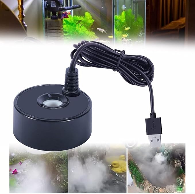 Mist Maker,Mini Mist Maker 5V USB Fountain Mister Foggers For Indoor Outdoor,Small Pond Fog Machine Atomizer Air Humidifier(Black)
