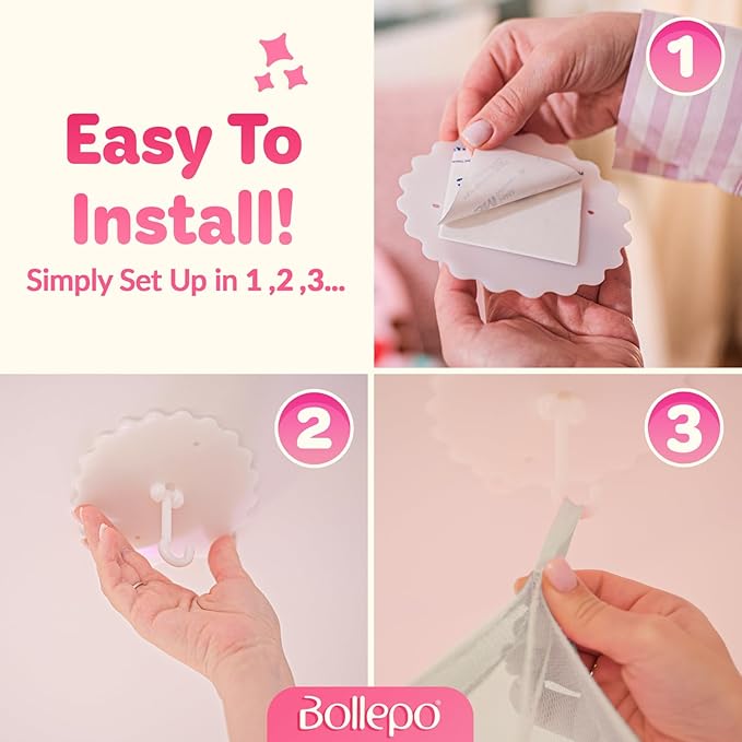 Bollepo Yellow Bed Canopy for Girls with Glowing Stars - Princess Yellow Baby Canopy for Bed, Netting Room Decor, Ceiling Tent, Canopy | Single, Twin, Full, Queen Size Kids Bed