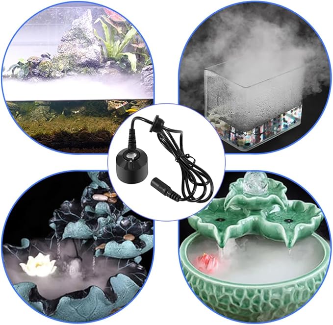 Mist Maker, Ultrasonic Water Fountain Pond Fogger Mini Mister Fog Machine Atomizer Air Humidifier Indoor Foggers Halloween Christmas Party Water Feature Rockery Fish Tank Vase Christmas Birdbath Decor