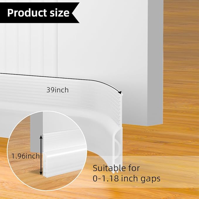 Door Draft Stopper for Bottom of Door, Adjustable Weather Stripping Door Seal for Cold Insulation, Under Door Sweep for Exterior & Interior Doors, Door Bottom Seal Blocker Noise (39inch,Transparent)