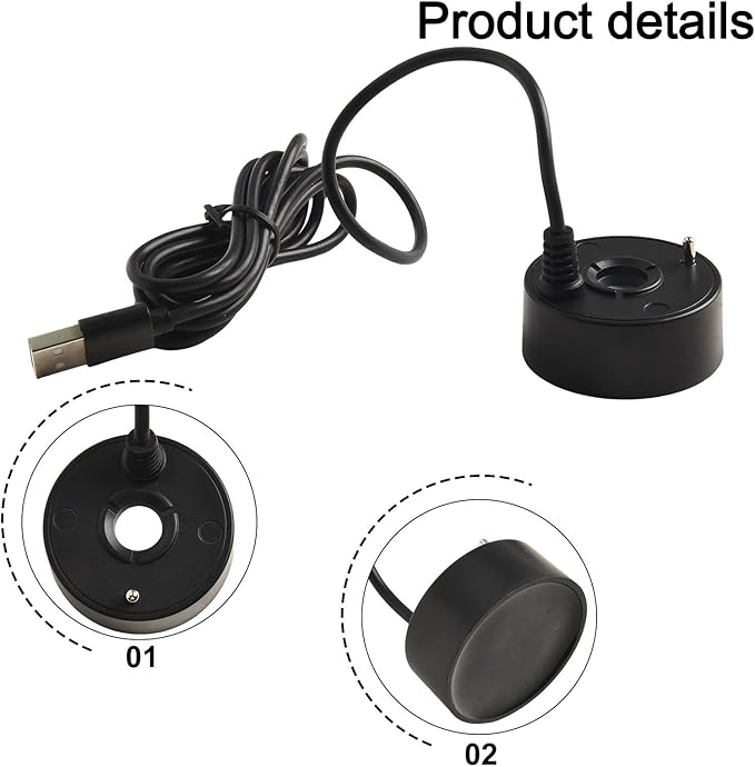 Landscaping Spray, 5V USB Mist Maker, Fog Maker Ultrasonics, 1.4M Long Cable, For Aquarium Fish Tank Rockery Fountain Indoor Landscaping Small Fountains, 47×25mm(Black)