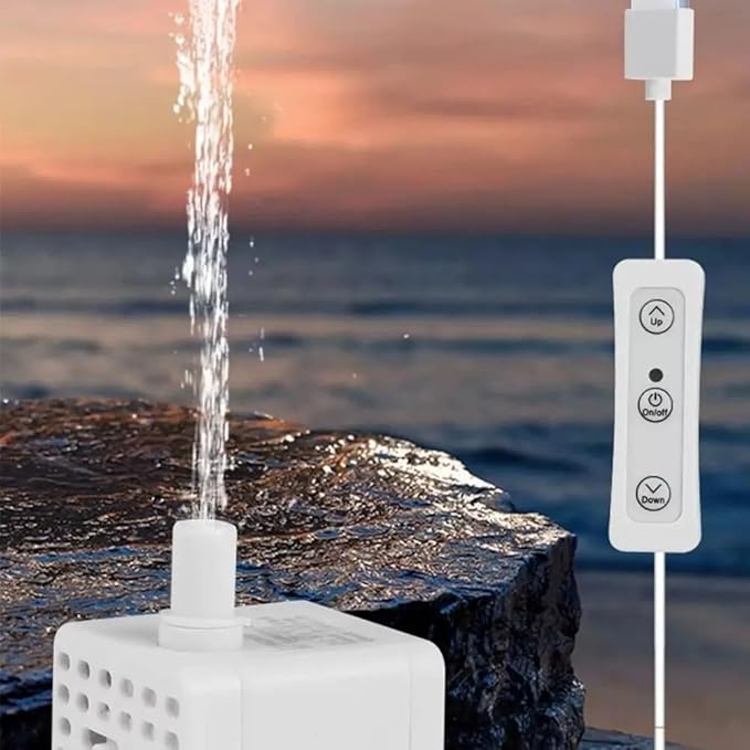 User Friendly USB Water Pump for Household Pets and Rockery Fountains and Easy to Clean (Side Suction)