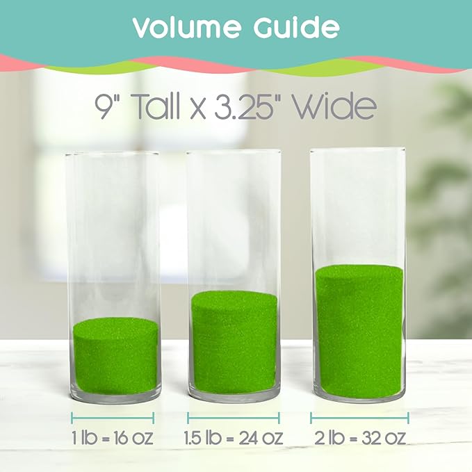 Lime Green Unity Sand -1.5 LB (22 oz), Lime Colored Sand for Weddings, Vase Filler, Home Décor, Craft Sand, Aquarium Sand, and More