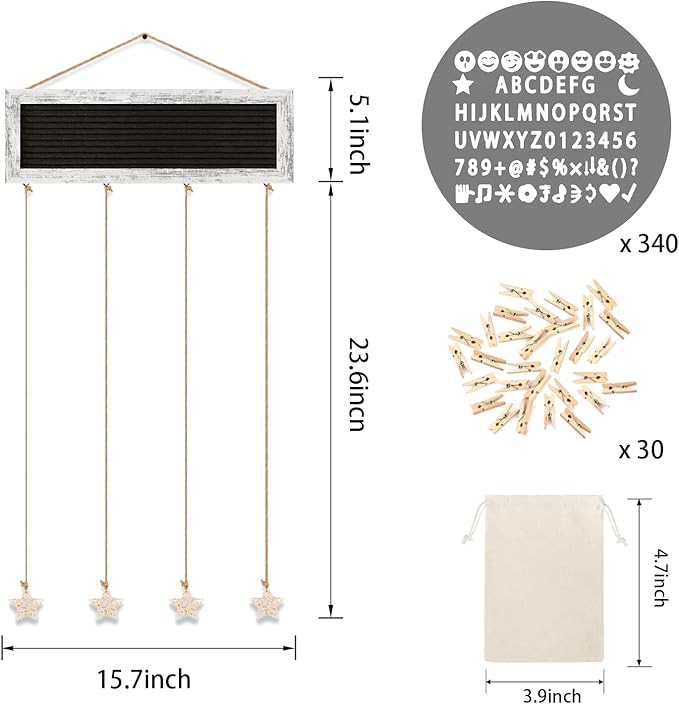 Picture Frames Collage Wall Decor Photo Frames Collage for Wall Decor, Rustic Felt Letter Board with 340 Letters and 30 Clips, Unique DIY Picture Frame Photo Organizer, Gifts for Teen Girls