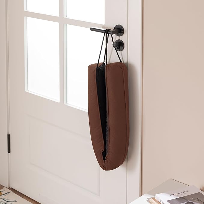 Sunolga 72 Inch Door Draft Stopper with Removable Cover for Gaps Up to 3 Inch, Machine Washable Noise and Air Blocker for Bottom of Door and Window, Brown
