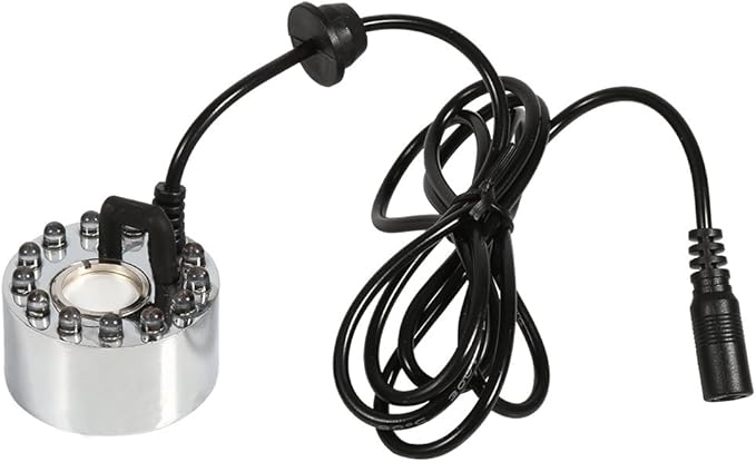 Mist Maker, 24V Color Changing Ultrasonic Mist Maker Water Fountain Pond Atomizer Air Humidifier 12 LED Fog Water Fountain Party (3)