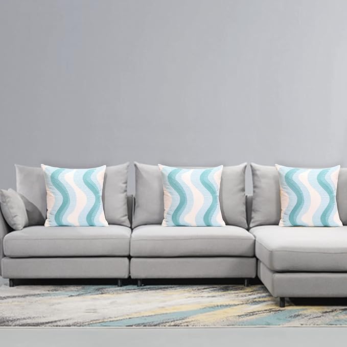 1 PCS Embroidered Throw Pillow Cover Cotton Decorative Square Cushion Cases Creative Luxurious Pillow Inserts for Home Sofa Bed and Chair 18 x 18 Inch (Gray)