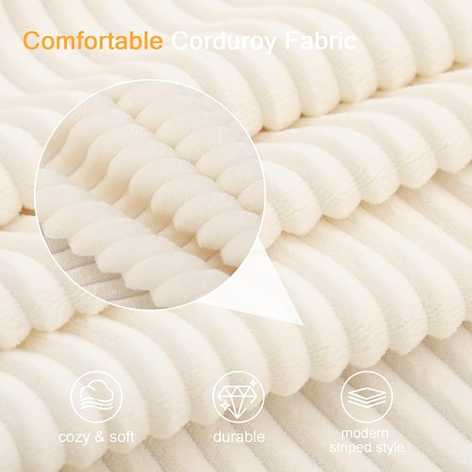 MeMoreCool Stuffed Round Pouf Ottoman Foot Rest, Floor Pouf Foot Stool with Soft Foam Chunk Filling, Round Small Ottoman Footstool Circle Footrest for Couch Living Room, Corduroy Beige