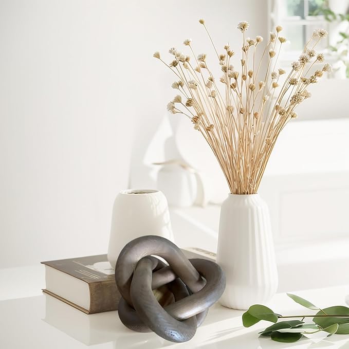 Wood Knot Decor -Coffee Table Decor Shelf Decor Table Books Hand Carved Home Decoration Boho Country Rustic Modern Shabby Chic Style Decor 3 Link Wooden Knot Chain Link Decor (Brown)