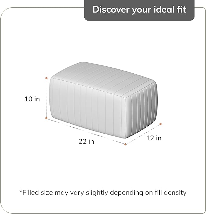 Anji Mountain 100% Handmade & Handcrafted Comfortable Home Décor Pouf Ottoman Footrest for Living Room, Bedroom, Nursery, Kidsroom, Patio Furniture - (22" x 12" x 10" - Gray)