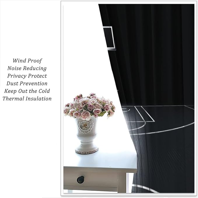 JESTRONRY Basketball Sports Curtain,Basketball Court Sports Theme Room Darkening Door Window Rod Pocket Curtain for Teen Boys Bedroom Living Room Decor W72xL63in