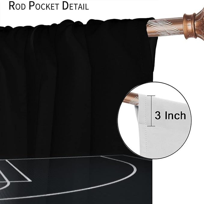 JESTRONRY Basketball Sports Curtain,Basketball Court Sports Theme Room Darkening Door Window Rod Pocket Curtain for Teen Boys Bedroom Living Room Decor W63xL72in
