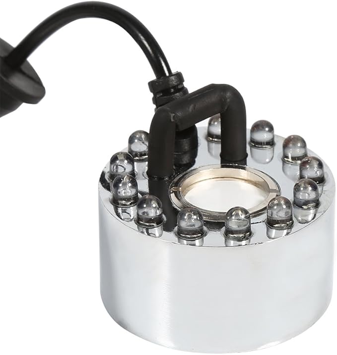 Mist Maker, 24V Color Changing Ultrasonic Mist Maker Water Fountain Pond Atomizer Air Humidifier 12 LED Fog Water Fountain Party (3)