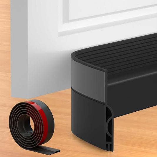 Door Draft Stopper, Adjustable Door Sweep for Bottom of Door, Under Door Gap Filler for Exterior & Interior Doors, Weather Stripping Seal Blocks Noise and Cold Air (78Inch, Black)