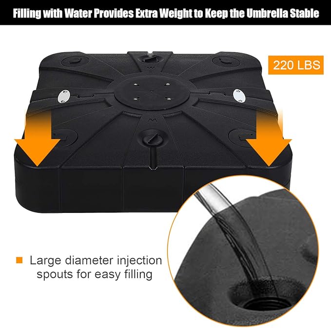 Tangkula Cantilever Offset Patio Umbrella Base Weight Stand with Wheels, 260lbs Wet Sand Filled Weight, Square Heavy Duty Outdoor Umbrella Base Plate w/Crossbar, Umbrella Stand Base