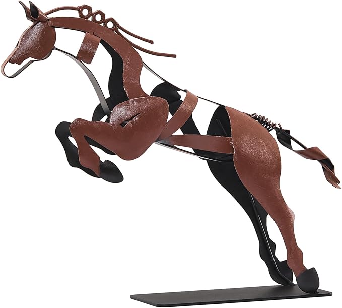 Horse Statue, Unique Metal Art Handmade Sculpture for Home Decor, Rustic Decor, Gifts for Horse Lovers (Brown)