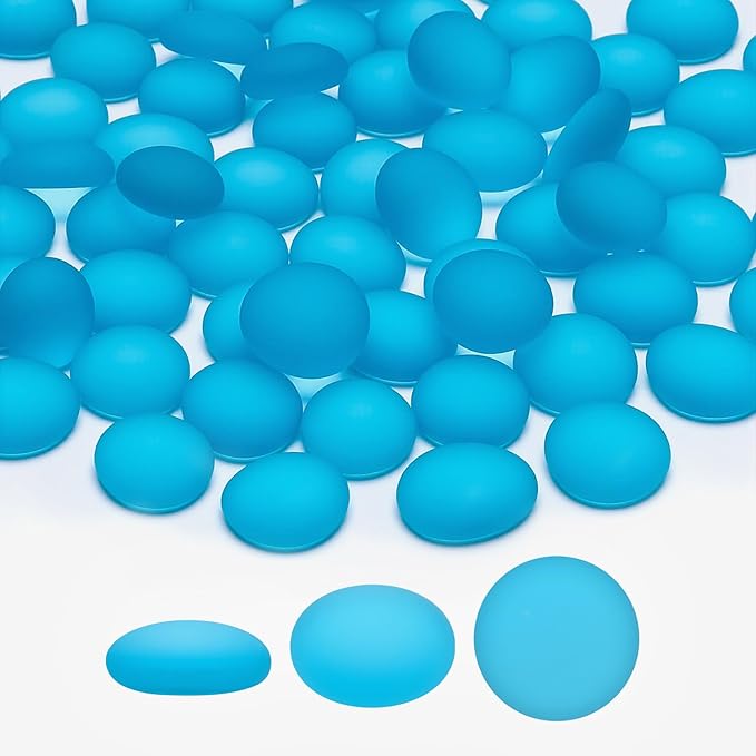 SUREAM Blue Frosted Glass Beads, 0.8LB Vase Filler Beads for Centerpieces, Flat Marbles for DIY Plant Pot Candle Bird Fountains Fish Tank