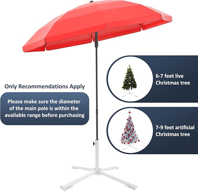 Umbrella Stand Fit 6 7 8 Feet Sunshade 1.0"-1.42" Inch Pole for 6 ft Parasol Portable Storage Beach Umbrella Stand Umbrella Base Holder,White