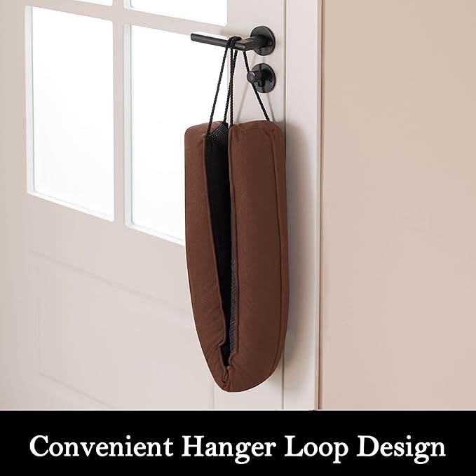 Sunolga 32" Door Draft Stopper Blocks Hot Cold Air with Removable Washable Cover for Gaps Up to 3", All-Season Noise and Wind Seal for The Bottom of Door and Window, Brown