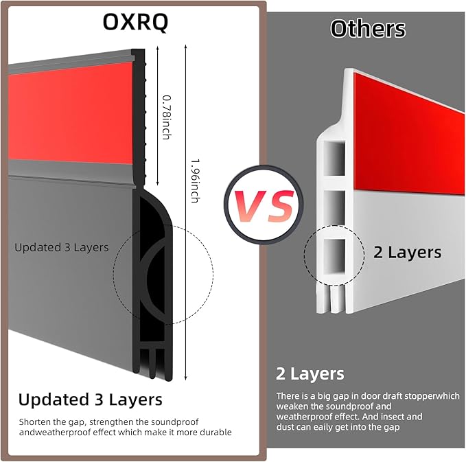 Weather Stripping Door Seal, Under Door Gap Filler, Draft Blocker Soundproof (78", Black)