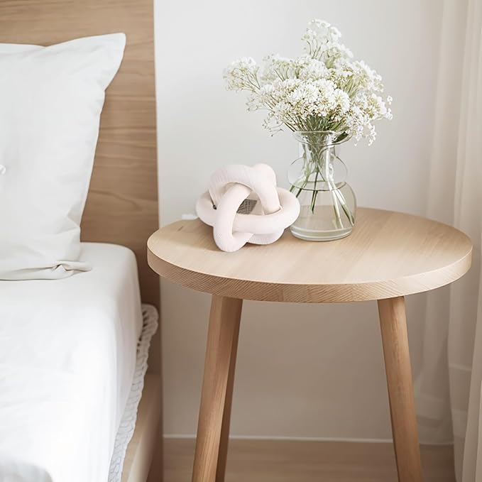 Wood Knot Decor -Coffee Table Decor Shelf Decor Table Books Hand Carved Home Decoration Boho Country Rustic Modern Shabby Chic Style Decor 3 Link Wooden Knot Chain Link Decor (White)