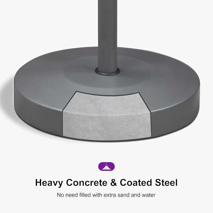 PURPLE LEAF AT4028 Patio Umbrella Base Stand Outdoor Heavy Duty Round Concrete Stand 62 LBS Black Market Table Umbrellas