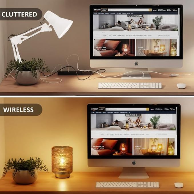 Battery Operated Decorative Lamp with Timer for Bookshelf/Bedside/Coffee Table Decor,Small Cordless Table Lamps with LED Warm Bulb for Dorm/Office/Patio/Entryway/Mantle/Home Decor(Golden)