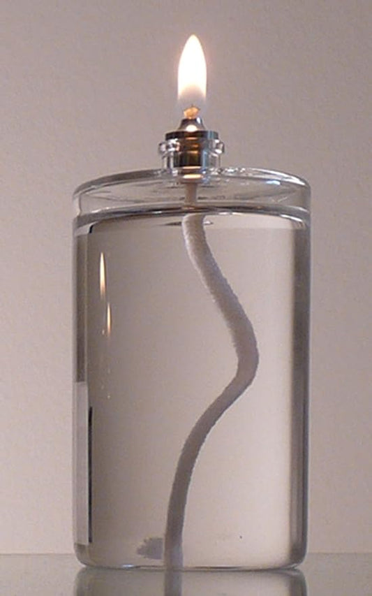 Firefly Fuels Refillable Glass Oil Candle - 5 oz Liquid Candle for Indoor Use, Outdoor Events, Emergency Lighting - Clean Burning with Wick and Holder Included. Use with Liquid Paraffin or Lamp Oil