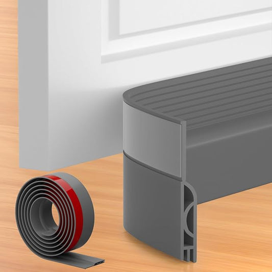 Door Draft Stopper, Adjustable Door Sweep for Bottom of Door, Under Door Gap Filler for Exterior & Interior Doors, Weather Stripping Seal Blocks Noise and Cold Air (39Inch, Gray)