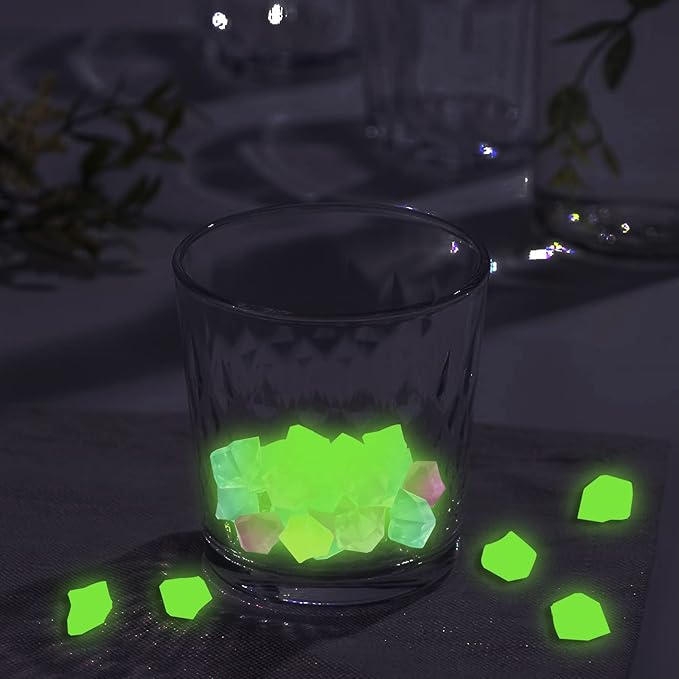 Fake Ice Rocks, Acrylic Vase Fillers Luminous Rocks, 16 x 22 mm Clear Acrylic Ice Rocks Fake Crushed Ice Rocks Clear Gems Marble 150 pcs