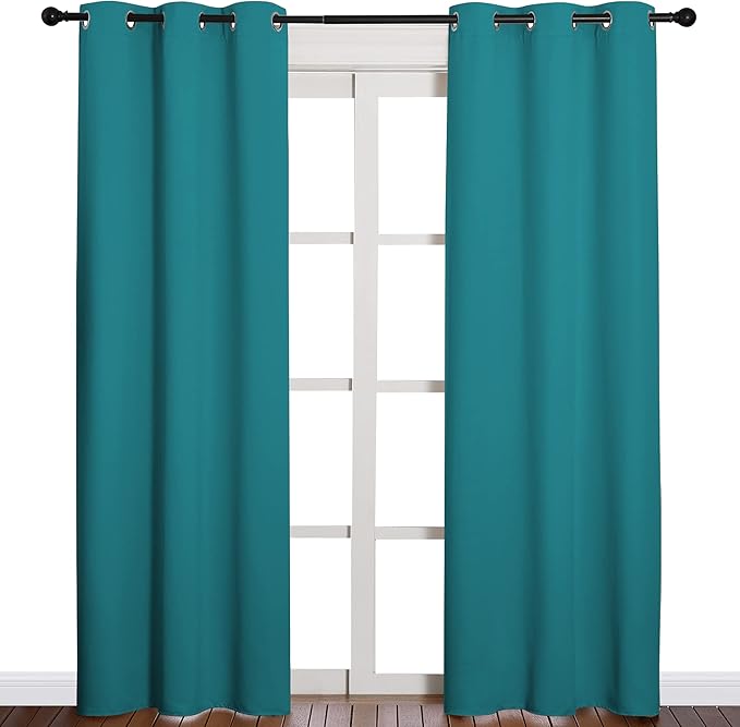 NICETOWN Room Darkening Curtains 84 inch Length 2 Panels, Thermal Insulated Grommet Blackout Curtains for Modern Casual Elegant Bedroom Kids Room Theme Decoration (Peacock Teal, 2 Pieces, W42)
