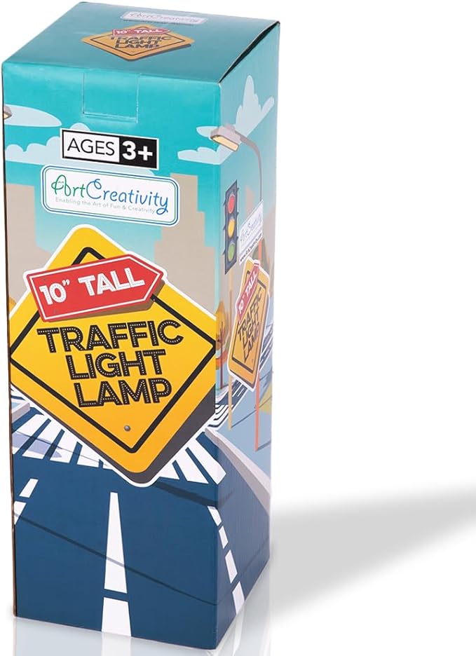 ArtCreativity Traffic Light Table Lamp for Kids, 1 PC, Bedside Lamp with Color Changing LEDs, Cool Nightlight for Girls and Boys, Decorative for Living Room, Bedroom, or Playroom, 11 Inches