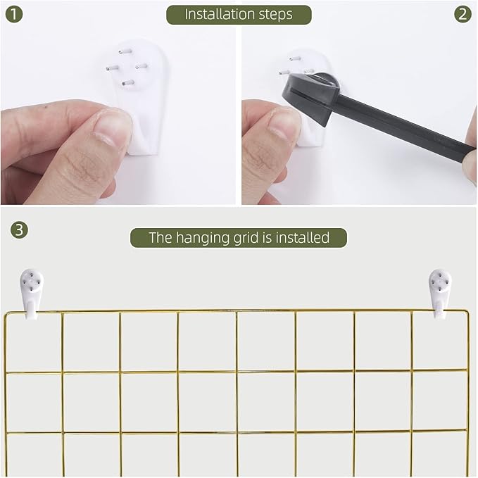 Grid Wire Board,for Memo Picture Panel Wall Decoration for Room Office Mat Photo Hanging Art Display Frames Desk Storage Organizer,17.3" x 11.8"(2Pack) (Gold)