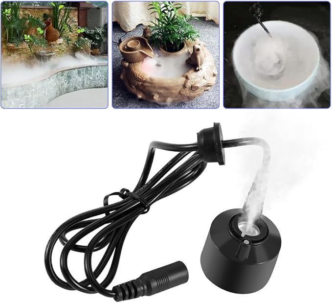 Mist Maker, Ultrasonic Water Fountain Pond Fogger Mini Mister Fog Machine Atomizer Air Humidifier Indoor Foggers Halloween Christmas Party Water Feature Rockery Fish Tank Vase Christmas Birdbath Decor