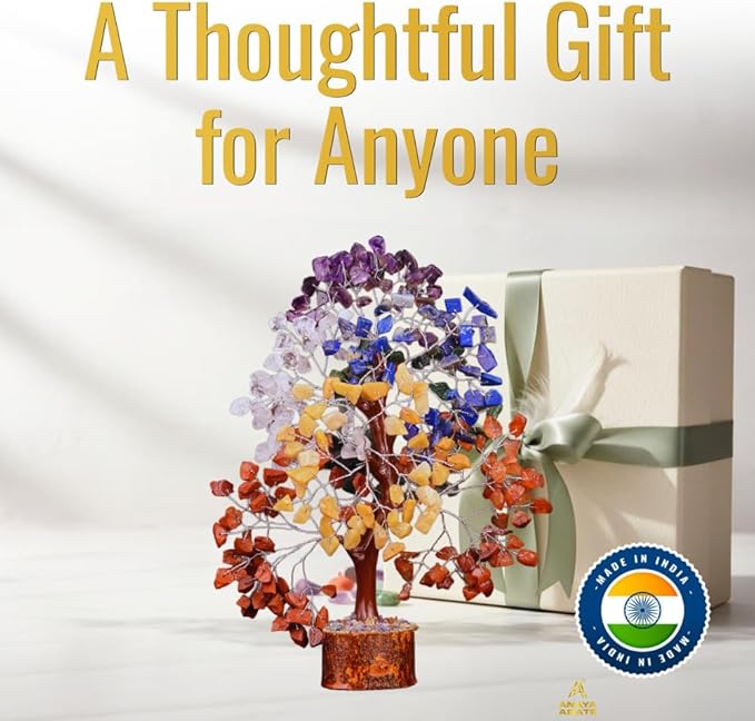 7 Chakra Tree of Life Handmade Gemstone Bonsai Trees, Crystals and Healing Stones Feng Shui Money Tree for Home Office Desk Decor, Positive Energy, Good Luck, Spiritual Birthday Gifts for Women