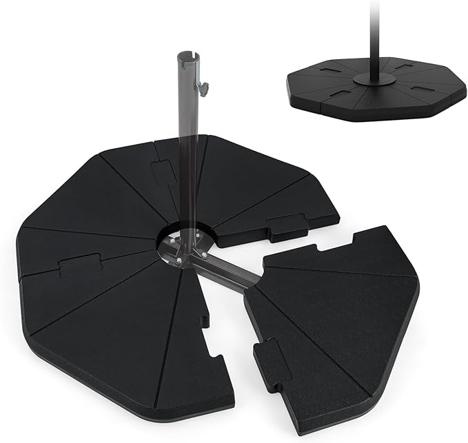Tangkula 4-Piece Patio Umbrella Base, 208 lbs Heavy Duty Offset Cantilever Umbrella Stand, Water & Sand Fillable Hexagonal Base Plate Set for Garden Yard Poolside (Cross Base Not Included)