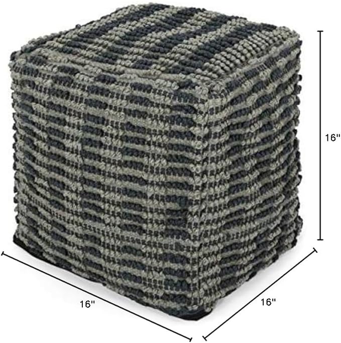 Foamma Pouf Ottoman Teal Blue, 16"x16"x16" - Square Ottoman Foot Rest for Living Room and Bedroom, Pouf Footstool, Foot Rest for Couch, Boho Furniture for Home