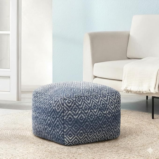 Anji Mountain 22"x22"x16" Handmade & Handcrafted Ottoman Pouf Comfortable Pouf Ottoman Foot Rest & Home Décor Accent for Living Room, Bedroom, Nursery, Kids Room, Patio