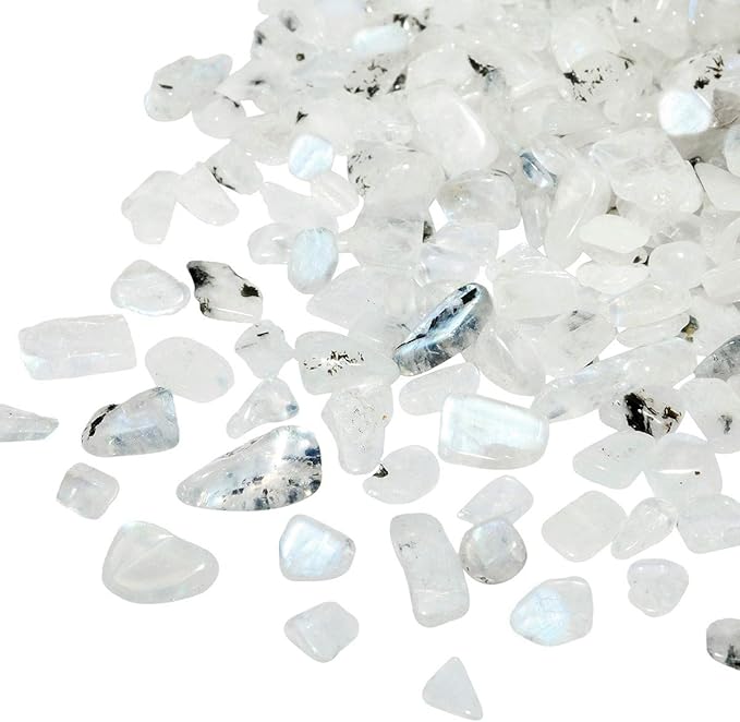 SUNYIK Moonstone Tumbled Chips Crystal Crushed Pieces Irregular Shaped 1pound(About 460 Gram)