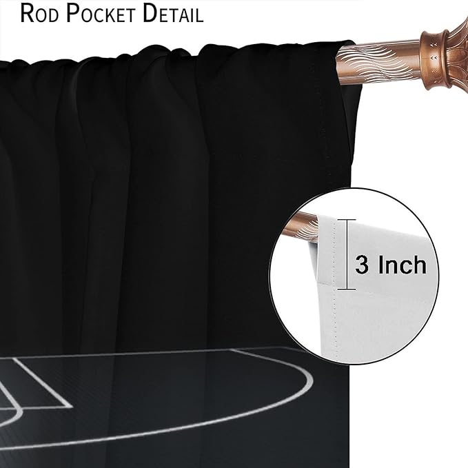 JESTRONRY Basketball Sports Curtain,Basketball Court Sports Theme Room Darkening Door Window Rod Pocket Curtain for Teen Boys Bedroom Living Room Decor W72xL63in