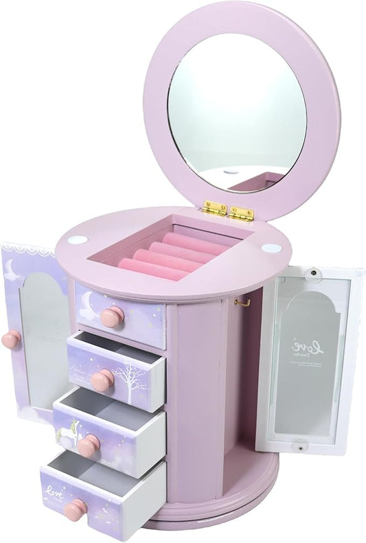 Purple Unicorn Jewelry Box for Girls - Kids Organizer and Little Girl Gift