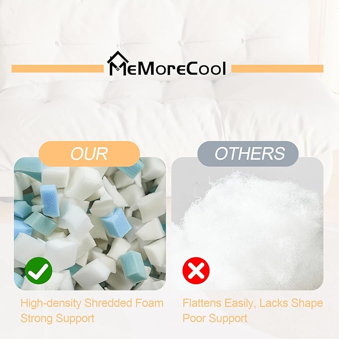 MeMoreCool Stuffed Round Pouf Ottoman Foot Rest, Floor Pouf Foot Stool with Soft Foam Chunk Filling, Small Round Ottoman Footstool Circle Footrest for Living Room, Yellow